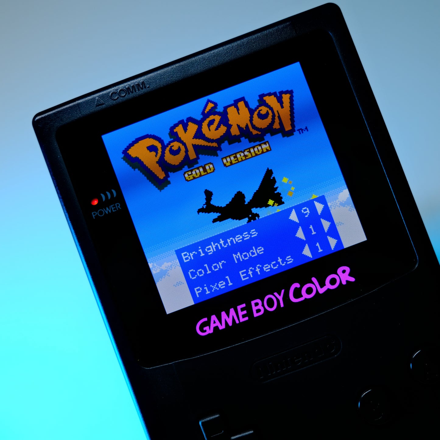 Black Modded Gameboy Color GBC with OLED Touch Screen and Rechargeable USB-C Battery