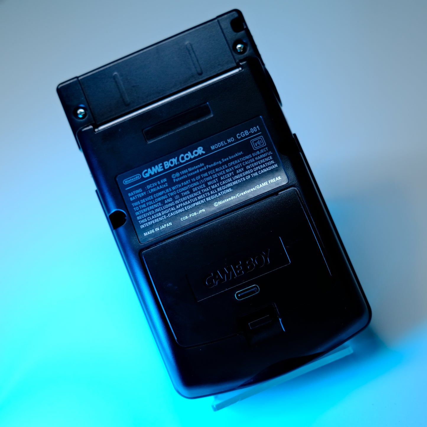 Black Modded Gameboy Color GBC with OLED Touch Screen and Rechargeable USB-C Battery