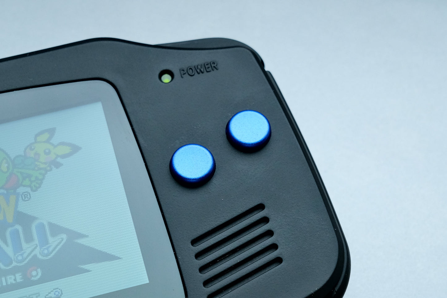 Black GBA with IPS V5 Screen and Blue Metal Buttons