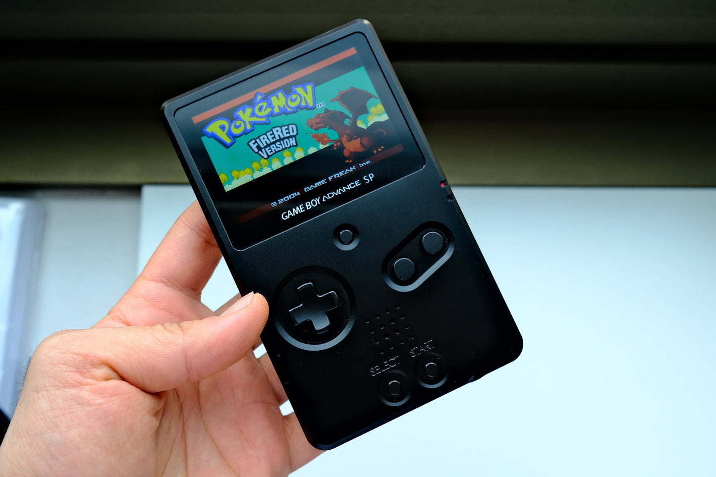 Boxy Pixel Black Unhinged GBA SP with IPS M2 Screen