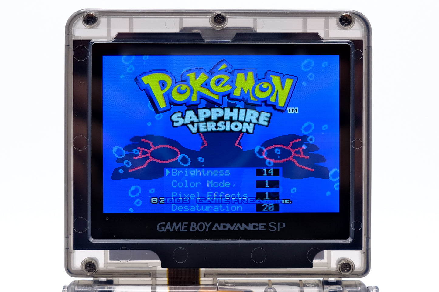 Custom Kyogre Themed GBA SP with IPS V5 Screen, USB-C Port, MaxPlay Battery