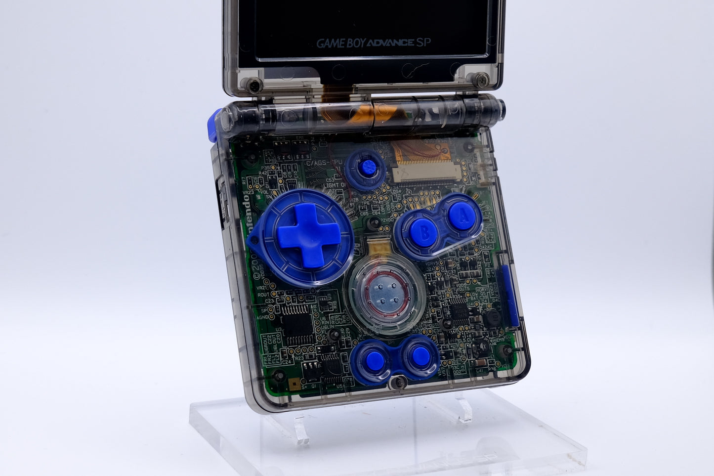 Custom Kyogre Themed GBA SP with IPS V5 Screen, USB-C Port, MaxPlay Battery
