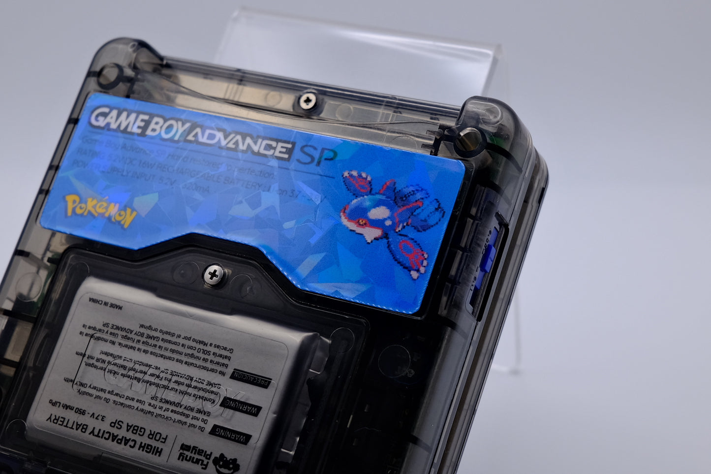 Custom Kyogre Themed GBA SP with IPS V5 Screen, USB-C Port, MaxPlay Battery