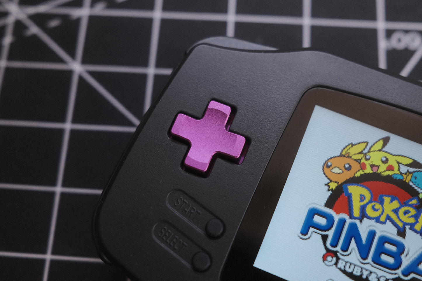 Black GBA Recapped, IPS V5 Screen, Purple Boxy Pixel Metal Buttons