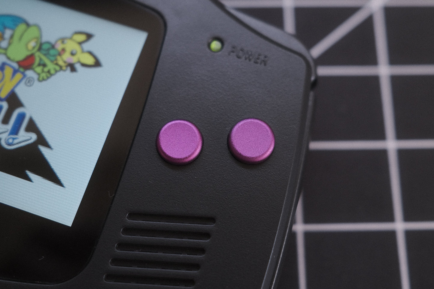 Black GBA Recapped, IPS V5 Screen, Purple Boxy Pixel Metal Buttons