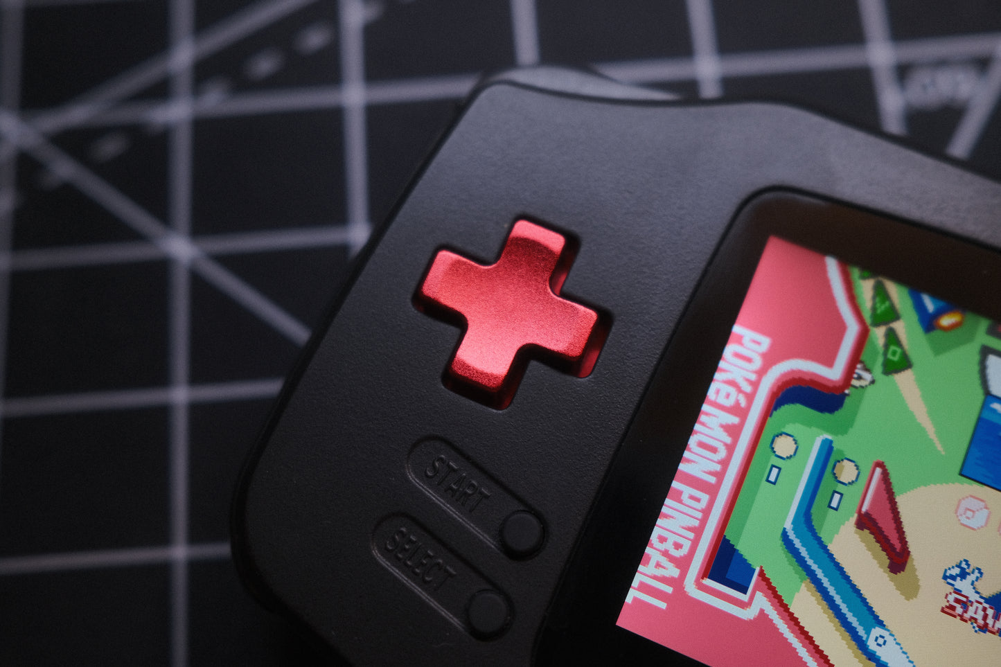 Black GBA Recapped, IPS V5 Screen, Red Boxy Pixel Metal Buttons