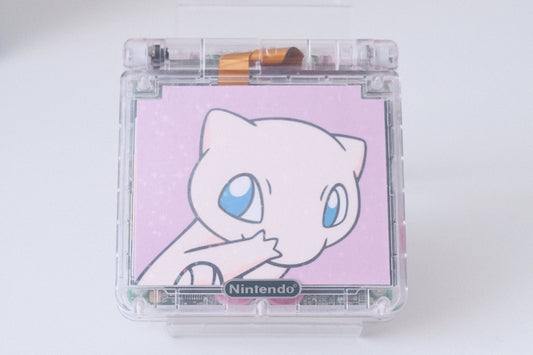 Modded Game Boy Advance SP (GBA SP) - Mew Theme, IPS V5 Backlit Screen, USB-C Port, MaxPlay Battery