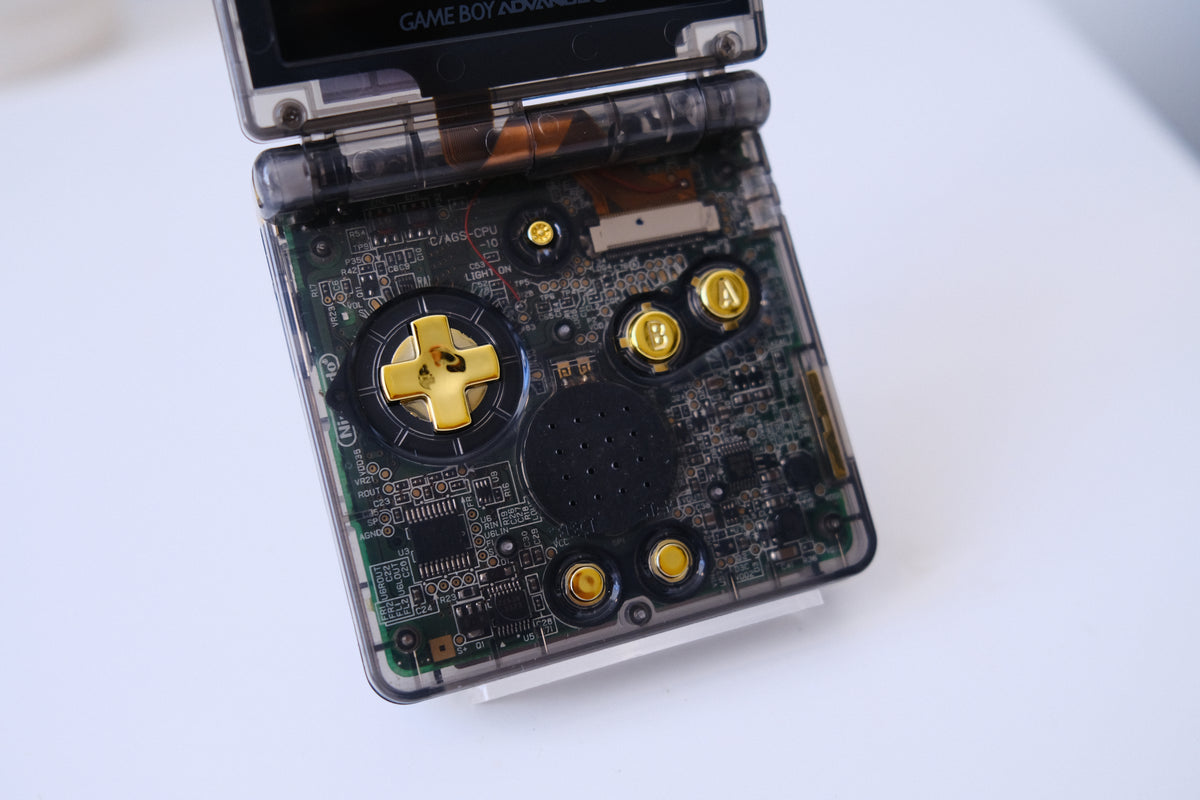 Modded Game Boy Advance SP (GBA SP) - Shiny Rayquaza Theme, IPS V5 Backlit Screen, MaxPlay Battery