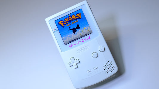 White Modded Gameboy Color GBC with OLED Touch Screen and Rechargeable USB-C Battery