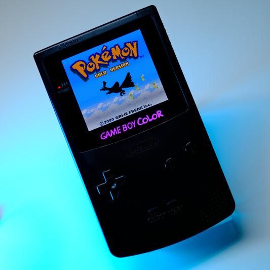 Black Modded Gameboy Color GBC with OLED Touch Screen and Rechargeable USB-C Battery