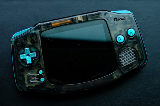 Black Clear GBA with IPS V5 Screen and Green Buttons