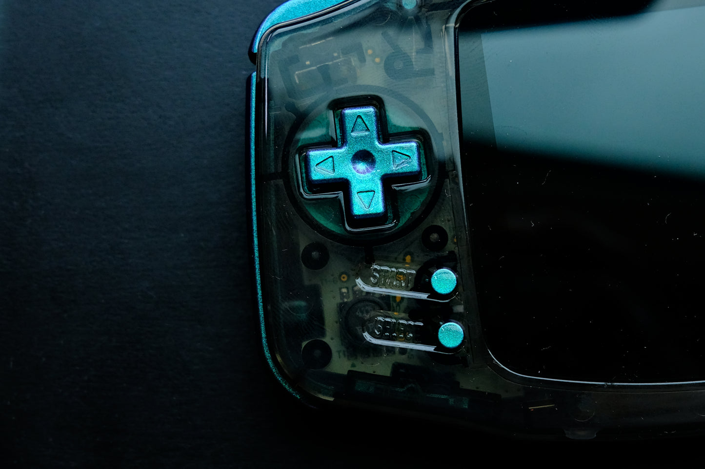 Black Clear GBA with IPS V5 Screen and Green Buttons