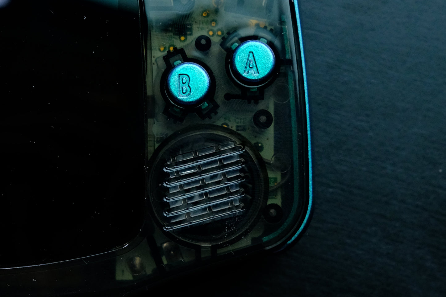 Black Clear GBA with IPS V5 Screen and Green Buttons