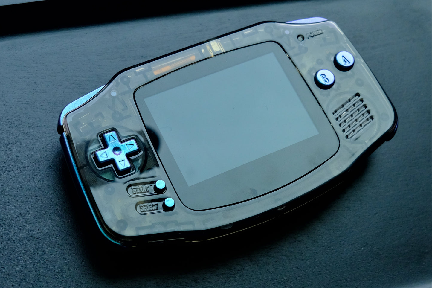 Black Clear GBA with IPS V5 Screen and Green Buttons