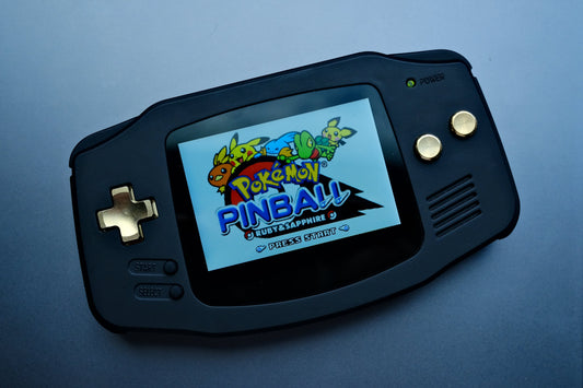 Black GBA with IPS V5 Screen and Brass Buttons