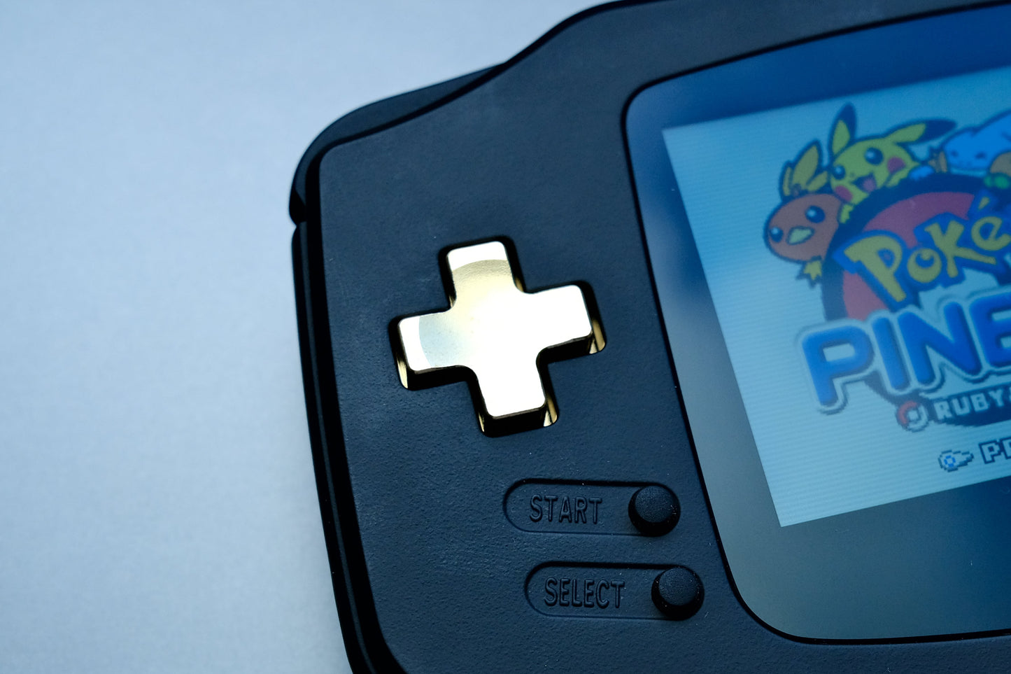 Black GBA with IPS V5 Screen and Brass Buttons