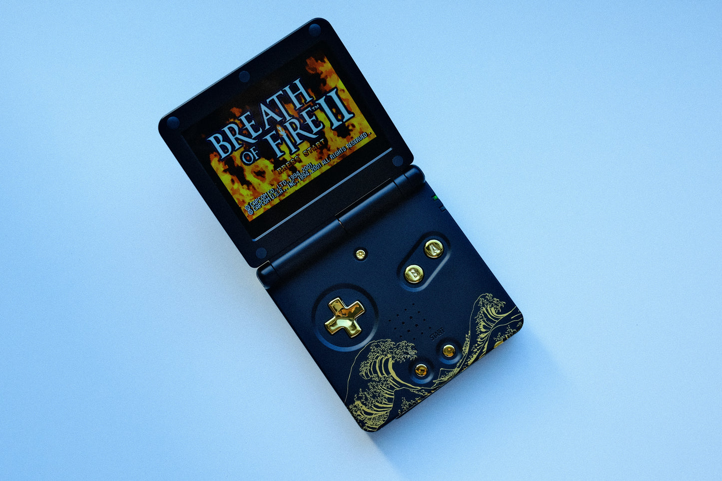 Black Great Waves GBA SP with IPS V5 Screen