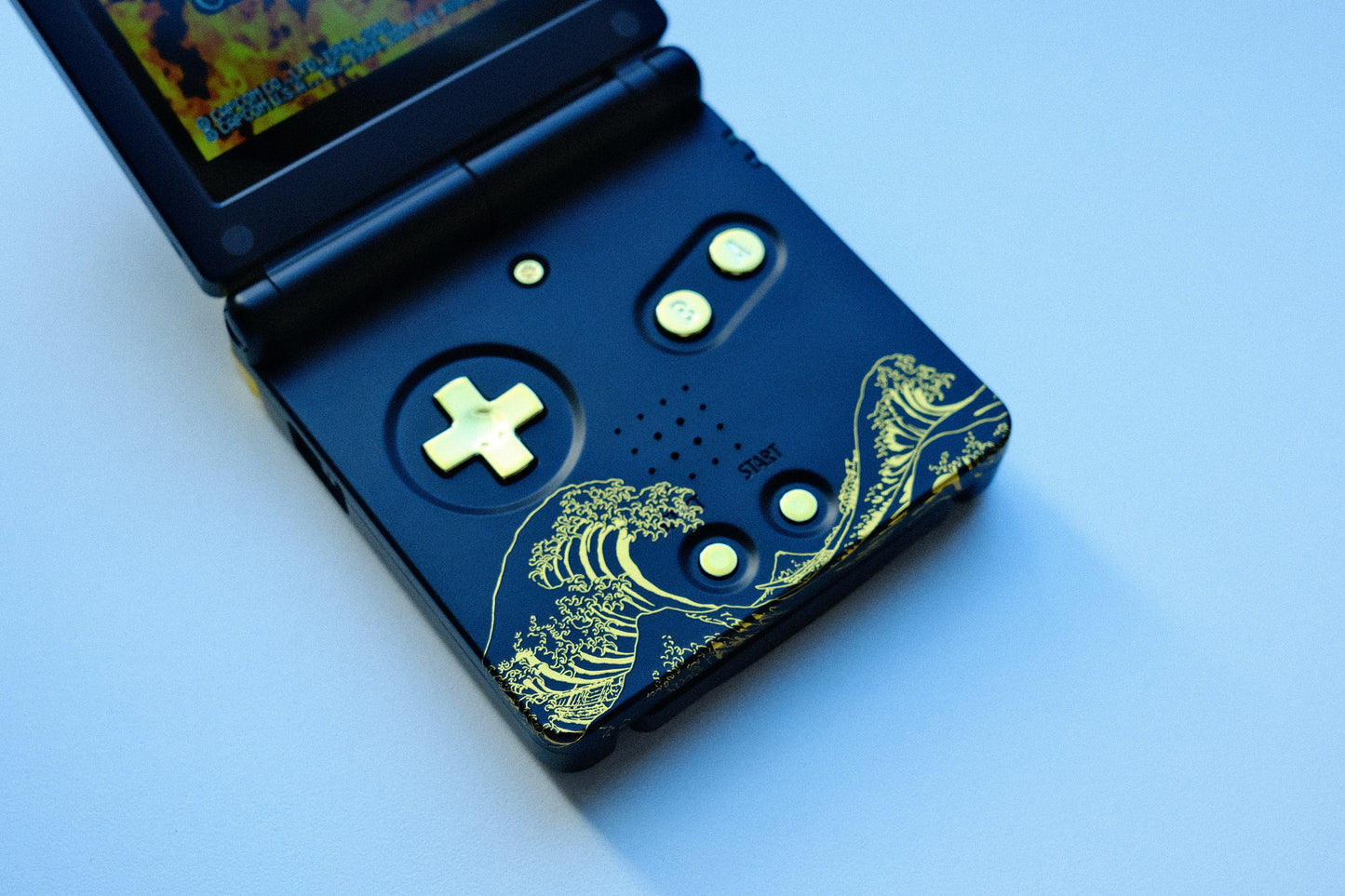 Black Great Waves GBA SP with IPS V5 Screen