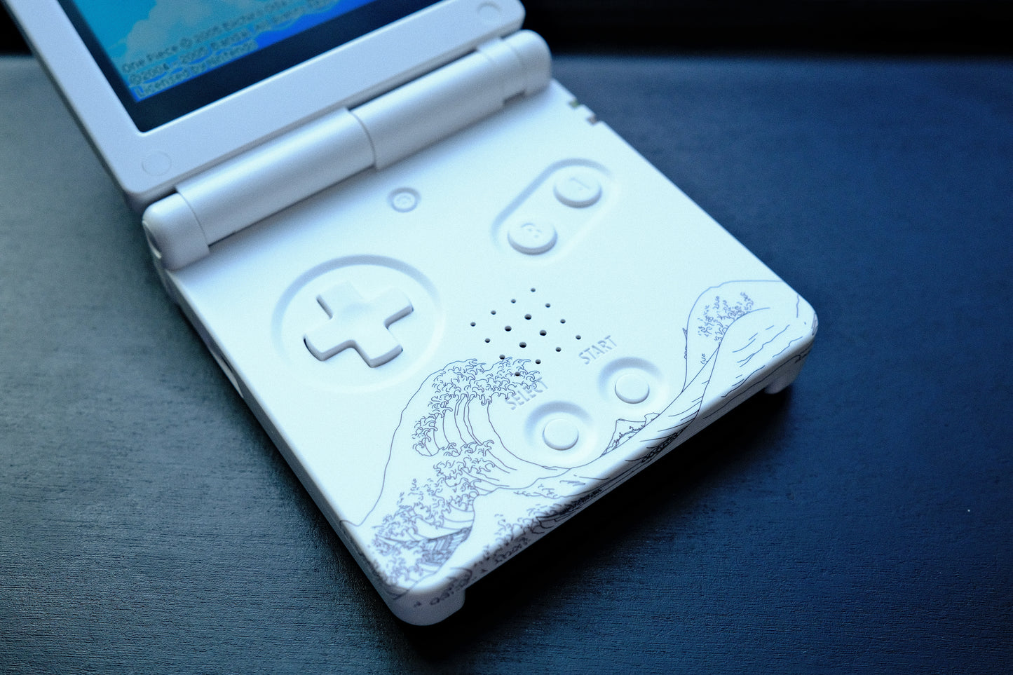 White Great Waves GBA Game SP with IPS V5 Screen