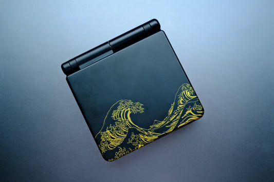 Black Great Waves GBA SP with IPS V5 Screen
