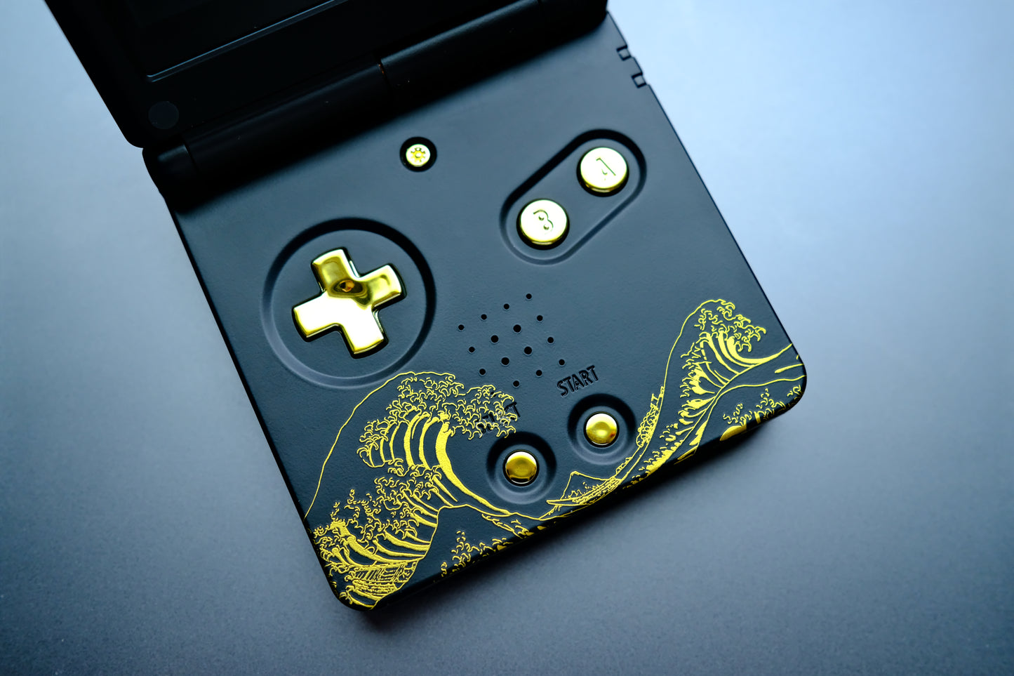 Black Great Waves GBA SP with IPS V5 Screen