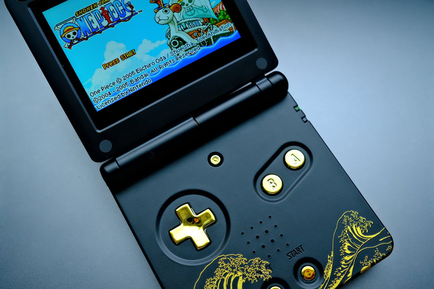 Black Great Waves GBA SP with IPS V5 Screen