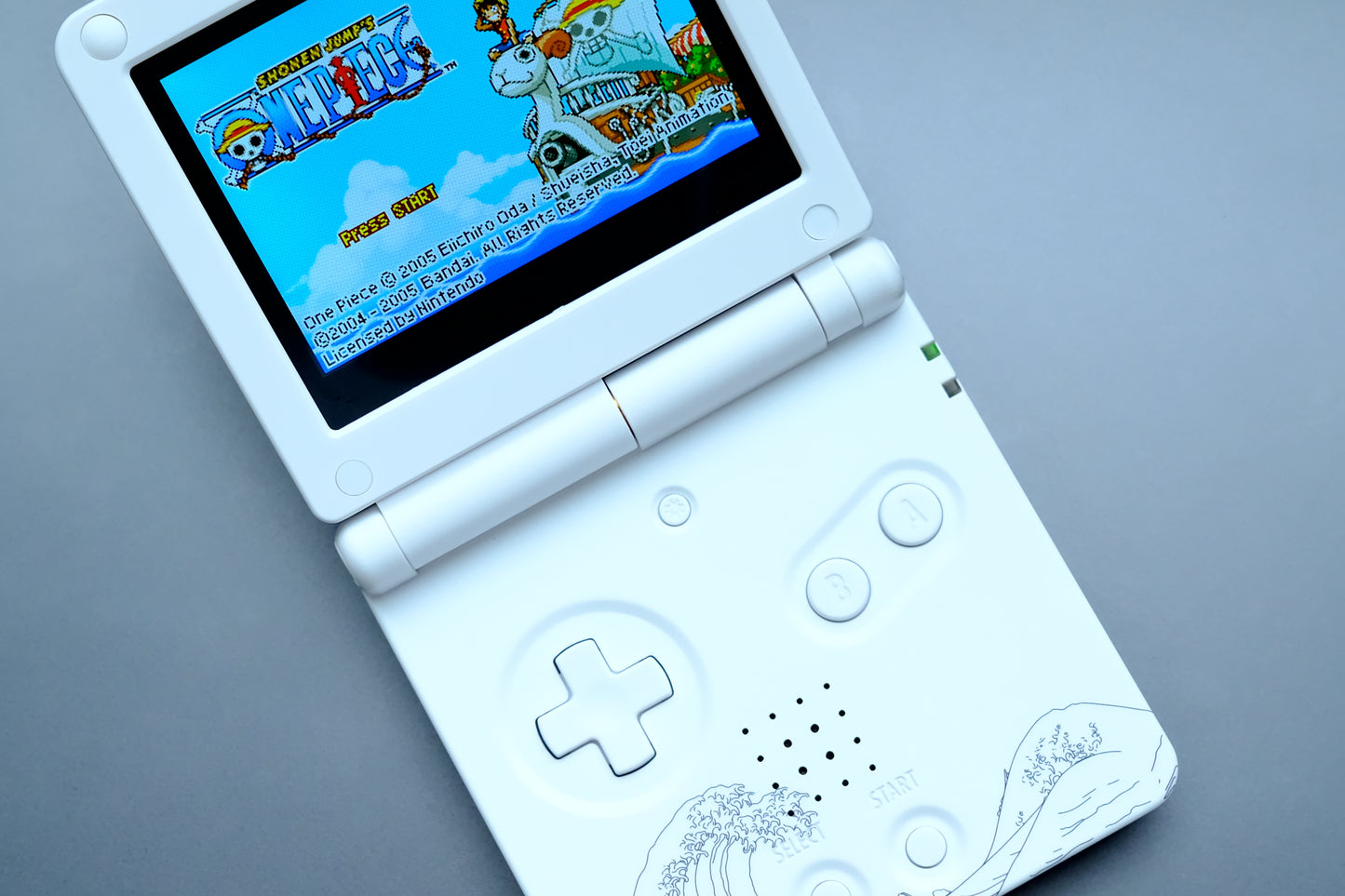 White Great Waves GBA Game SP with IPS V5 Screen