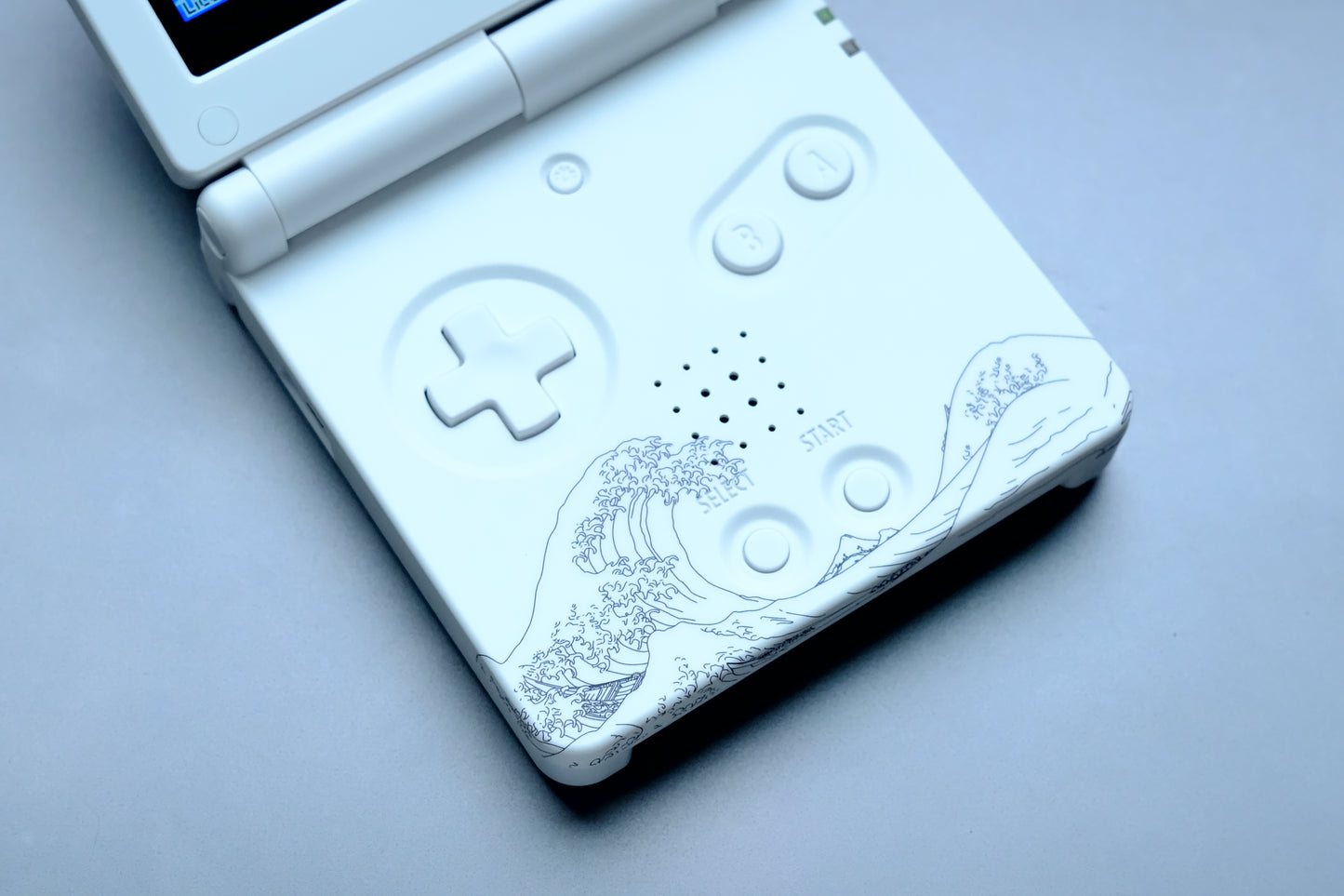 White Great Waves GBA Game SP with IPS V5 Screen