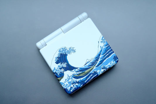 White Great Waves GBA Game SP with IPS V5 Screen