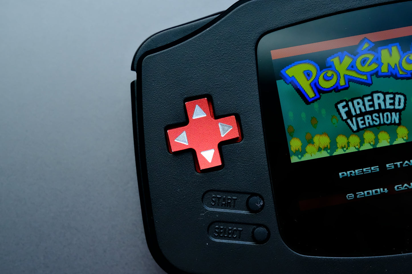 Black GBA with IPS V5 Screen and Red Metal Buttons