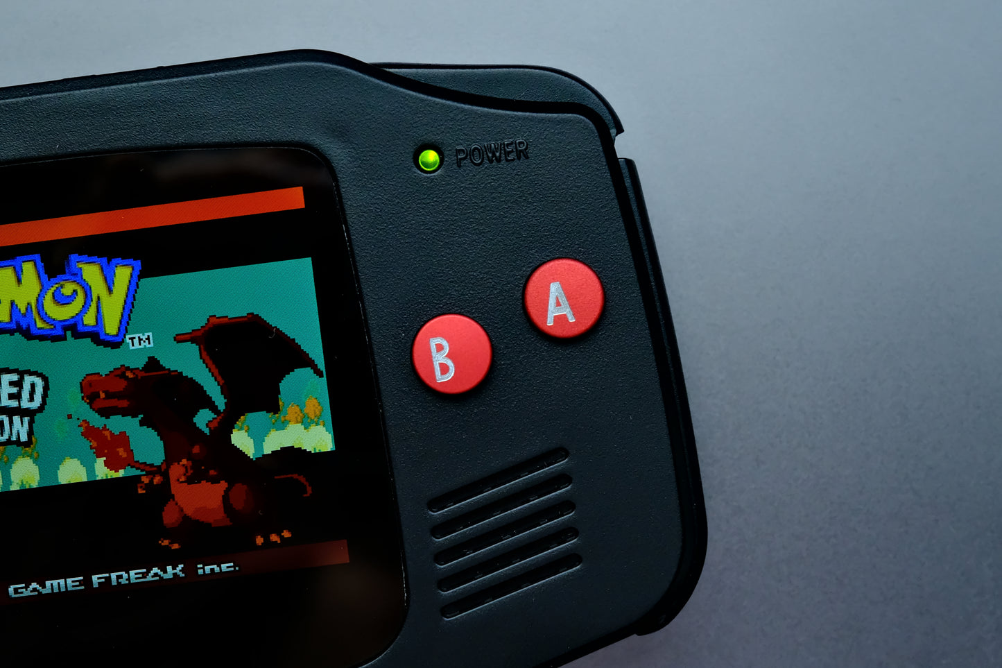 Black GBA with IPS V5 Screen and Red Metal Buttons