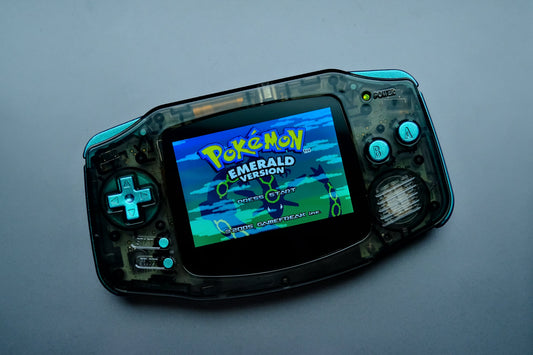 Black Clear GBA with IPS V5 Screen and Green Buttons