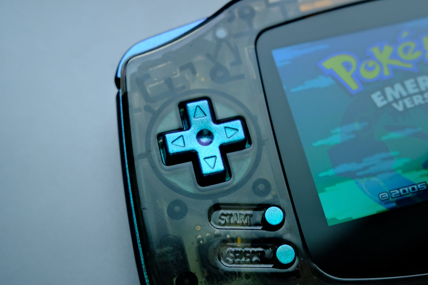 Black Clear GBA with IPS V5 Screen and Green Buttons