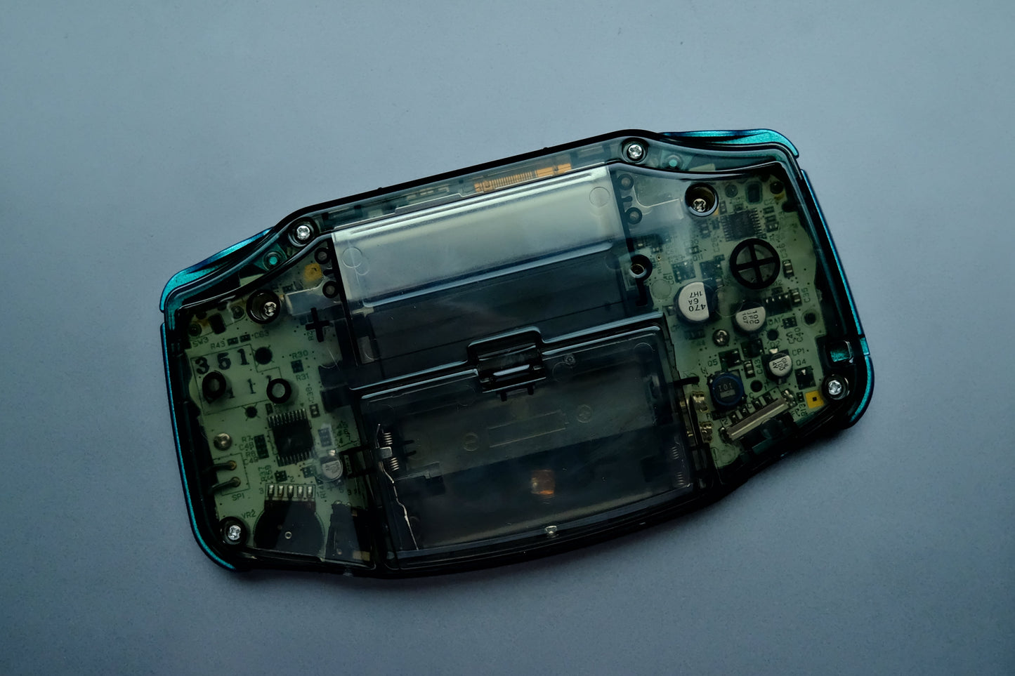 Black Clear GBA with IPS V5 Screen and Green Buttons