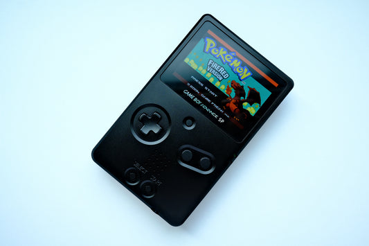 Boxy Pixel Black Unhinged GBA SP with IPS M2 Screen
