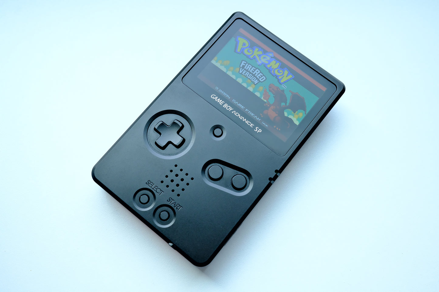 Boxy Pixel Black Unhinged GBA SP with IPS M2 Screen