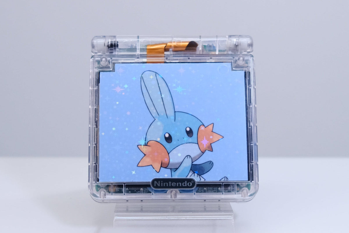 Modded Game Boy Advance SP (GBA SP) - Mudkip Theme, IPS V5 Backlit Screen, MaxPlay Battery