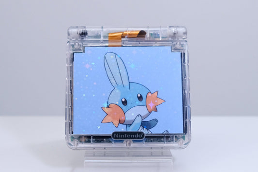 Modded Game Boy Advance SP (GBA SP) - Mudkip Theme, IPS V5 Backlit Screen, MaxPlay Battery