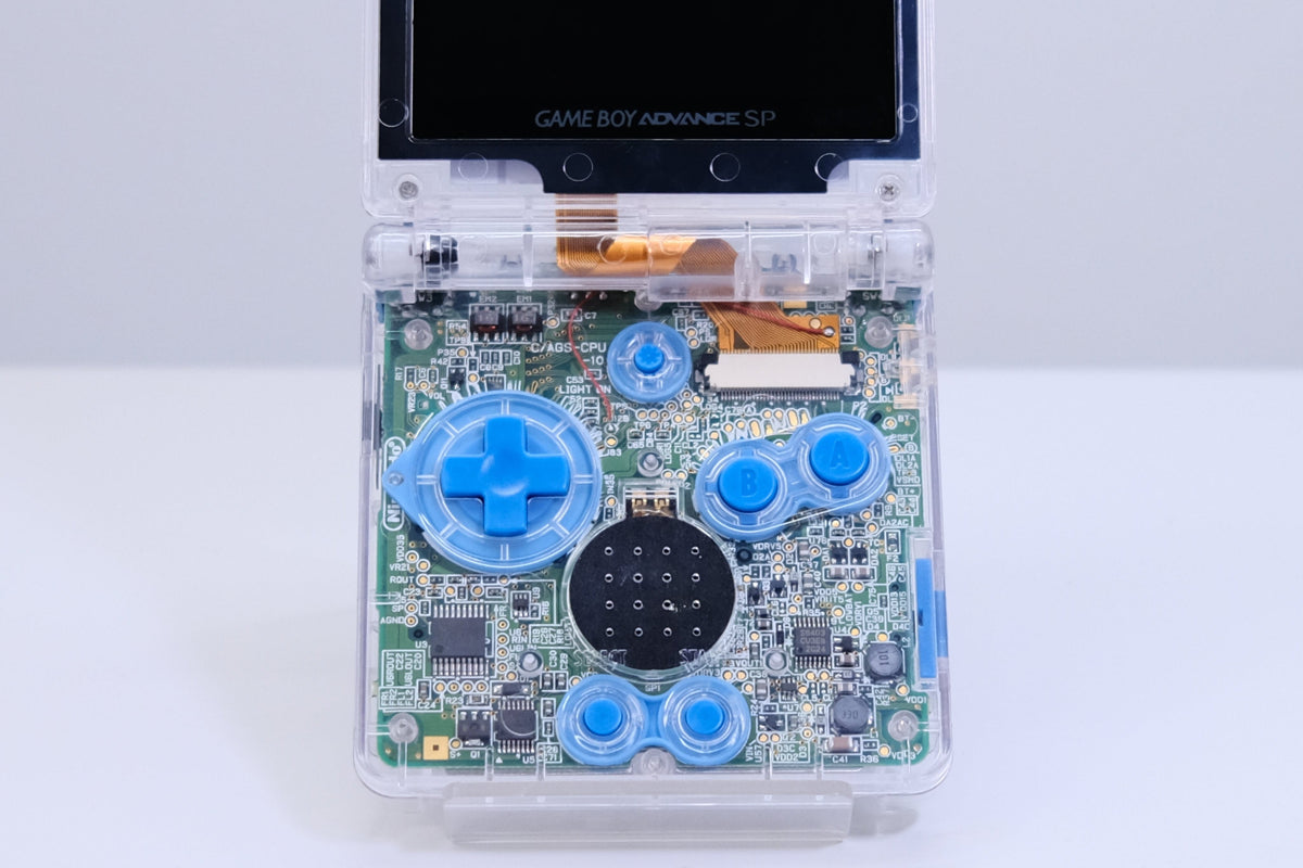 Modded Game Boy Advance SP (GBA SP) - Mudkip Theme, IPS V5 Backlit Screen, MaxPlay Battery