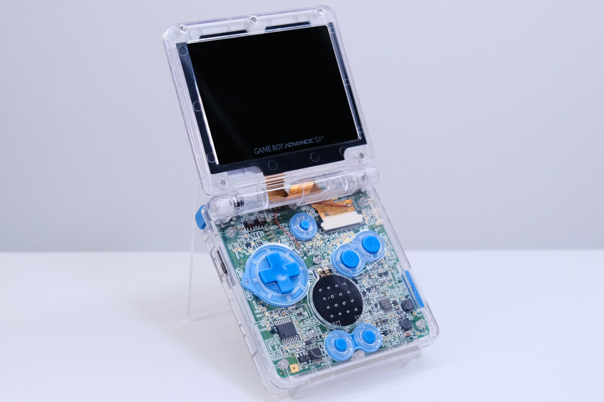 Modded Game Boy Advance SP (GBA SP) - Mudkip Theme, IPS V5 Backlit Screen, MaxPlay Battery