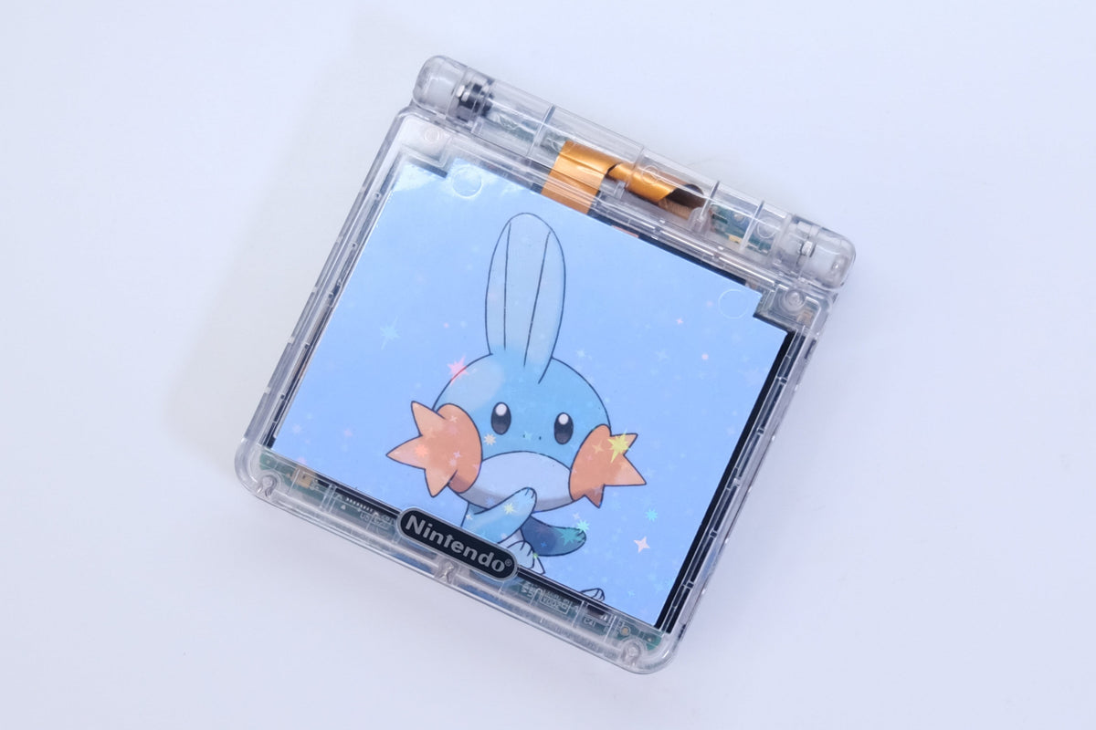 Modded Game Boy Advance SP (GBA SP) - Mudkip Theme, IPS V5 Backlit Screen, MaxPlay Battery