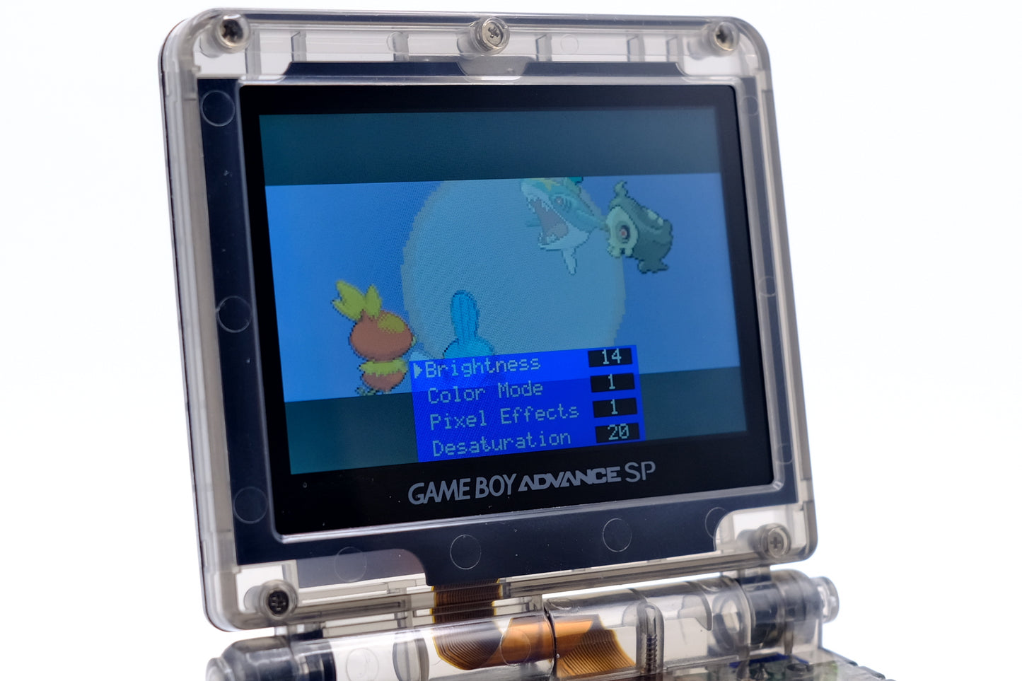Custom Kyogre Themed GBA SP with IPS V5 Screen, USB-C Port, MaxPlay Battery
